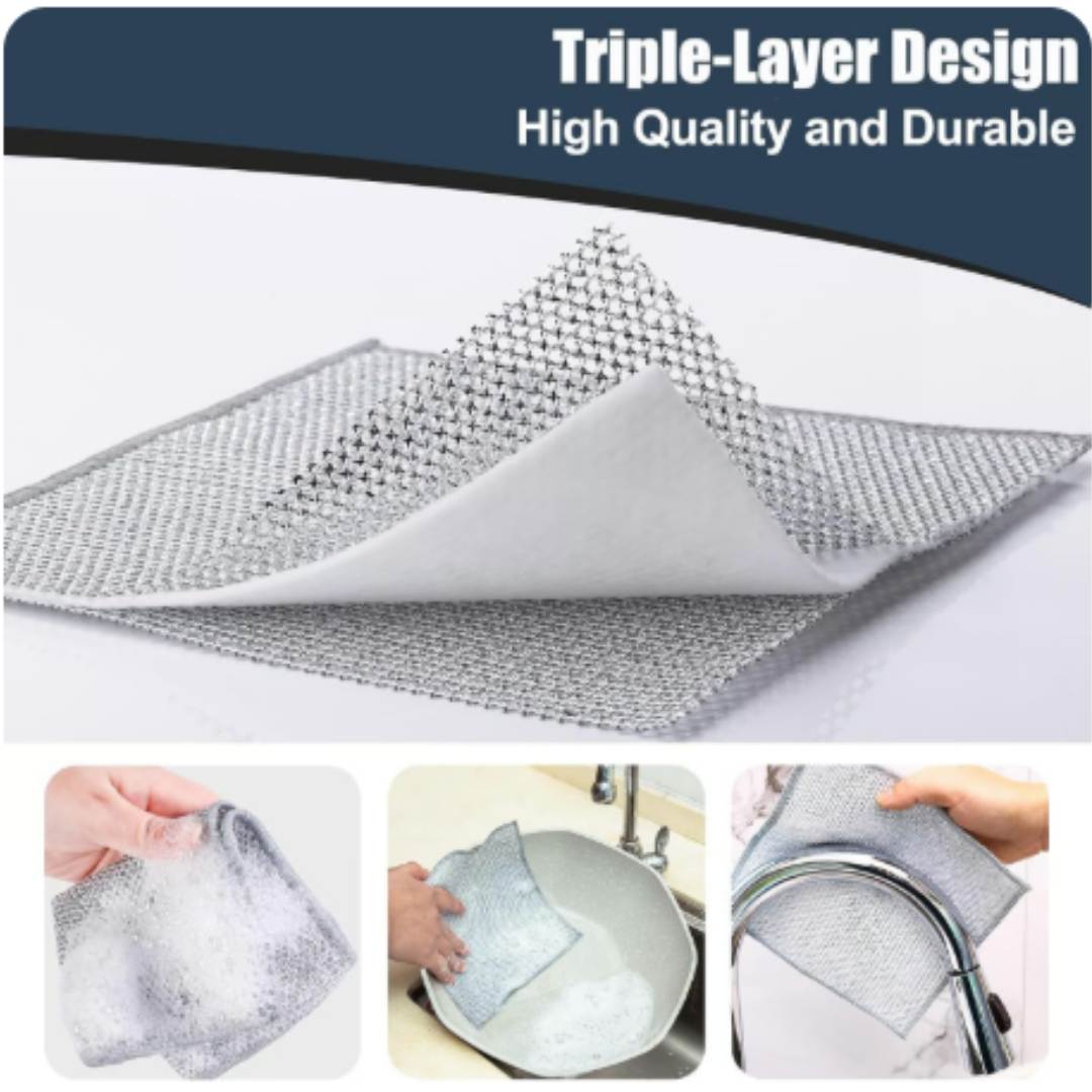 WIRE DRY NON-SCRATCH WIRE DISHCLOTH | REUSABLE KITCHEN CLEANING RAG