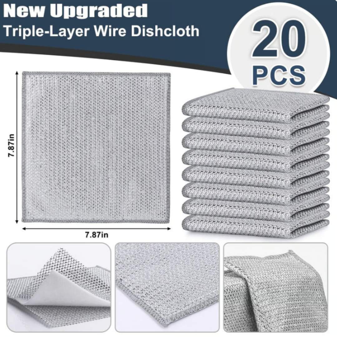 WIRE DRY NON-SCRATCH WIRE DISHCLOTH | REUSABLE KITCHEN CLEANING RAG