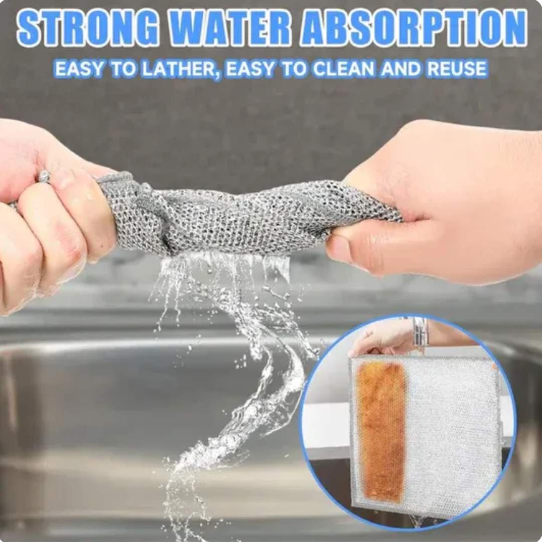 WIRE DRY NON-SCRATCH WIRE DISHCLOTH | REUSABLE KITCHEN CLEANING RAG