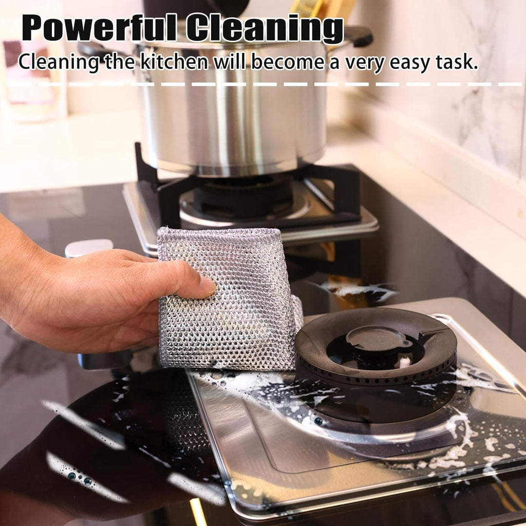 WIRE DRY NON-SCRATCH WIRE DISHCLOTH | REUSABLE KITCHEN CLEANING RAG